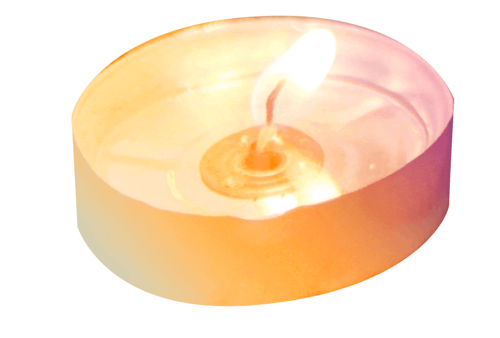 3D tea candle with lit flame
